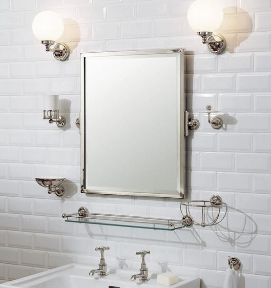 Lefroy Brooks Edwardian Glass Shelf with Rail - Antique Gold