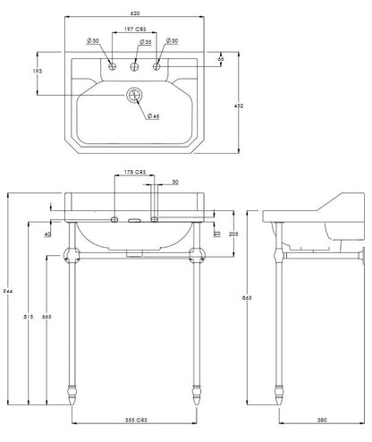 Lefroy Brooks Charterhouse Basin Stand For 61 cm Basin