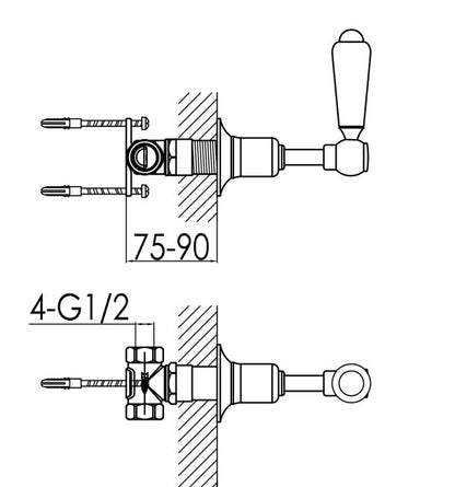 Just Taps Grosvenor Lever Wall Valves 1/2