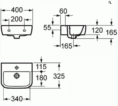 Essentials Essence 400mm Cloakroom Basin With One Tap Hole