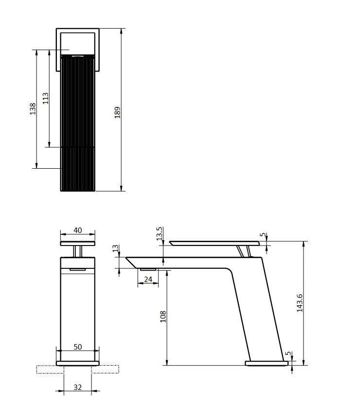 Crosswater Limit Basin Monobloc Mixer - Brushed Brass