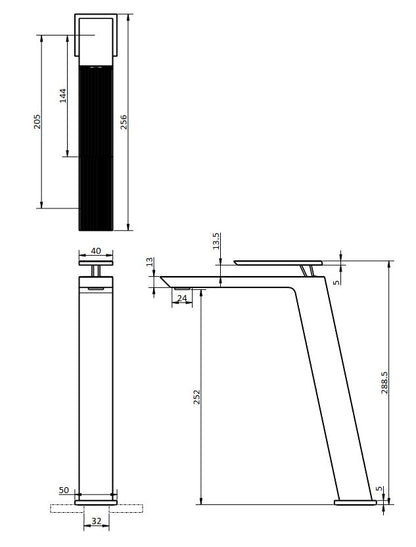 Crosswater Limit Tall Basin Monobloc Mixer - Brushed Brass