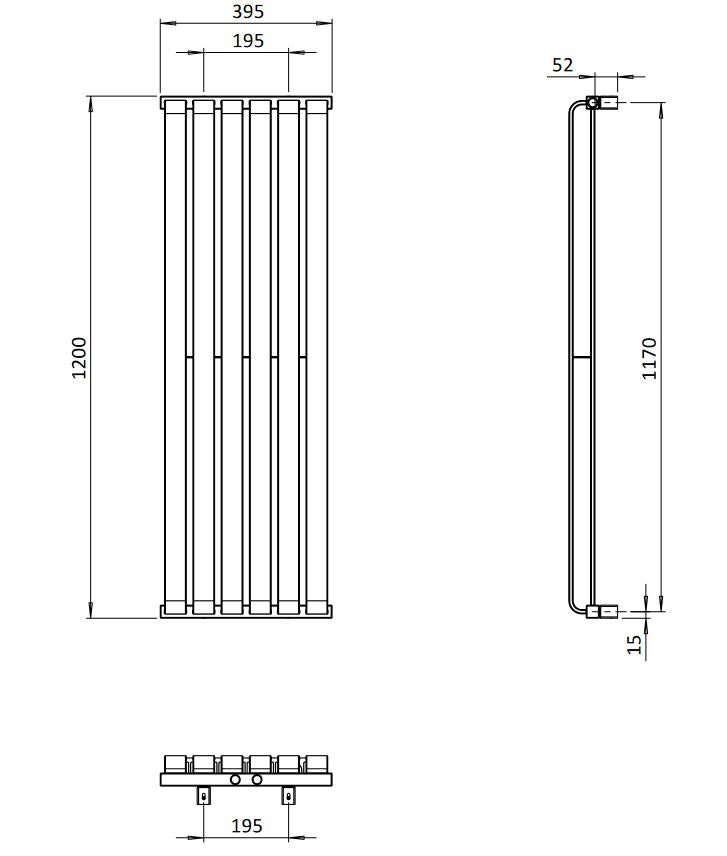 Limit 395 x 1200mm Towel Warmer Metallic Black