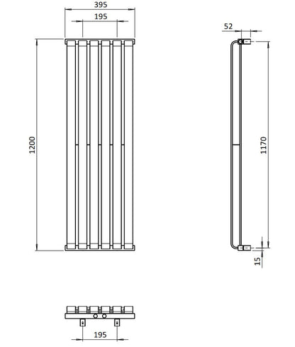Limit 395 x 1200mm Towel Warmer Metallic Black