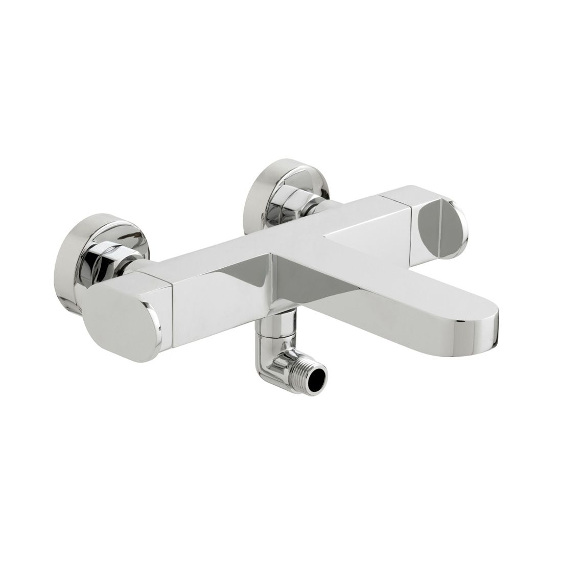 VADO Life Wall Mounted Thermostatic Bath Shower Mixer Tap + Shower Kit - Chrome Finish
