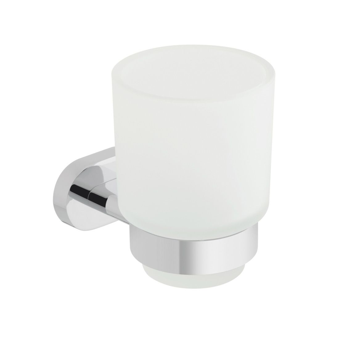 VADO Life Frosted Glass Tumbler And Holder - Chrome Finish