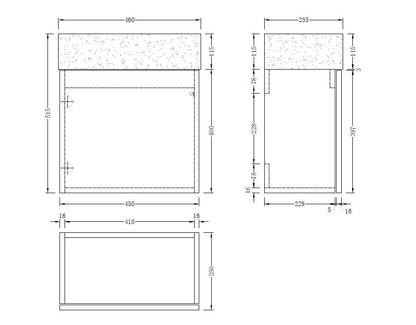 RIO 450 1 Door White Cabinet and Basin