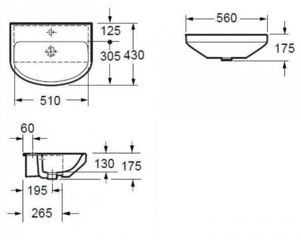 Essentials Alma Standard Semi Countertop Basin (Centre Tap Hole)