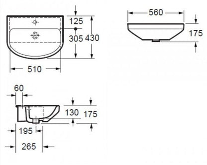 Essentials Alma Standard Semi Countertop Basin (Centre Tap Hole)