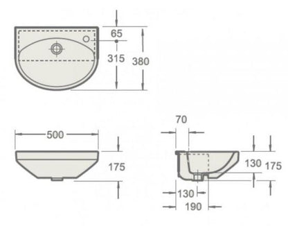 Essentials Alma Short Projection Semi Countertop Basin