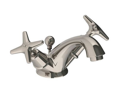 Lefroy Brooks Connaught Basin Mixer w/ Handles, Pop-Up Waste