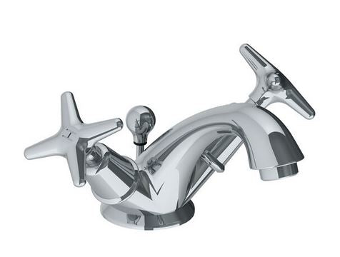 Lefroy Brooks Connaught Basin Mixer w/ Handles, Pop-Up Waste