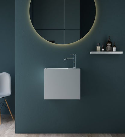 Luxe 450 Wall Mounted Solid Surface Basin With Under Shelf Matt White