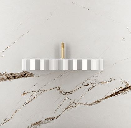 Luxe 900 Fluted Wall Hung Solid Surface Matt White Basin