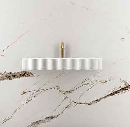 Luxe 900 Fluted Wall Hung Solid Surface Matt White Basin