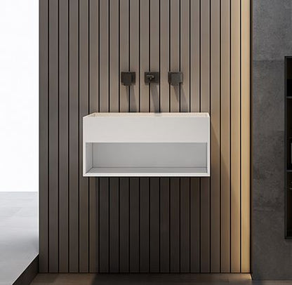 Luxe 600 Wall Mounted Solid Surface Basin Matt White