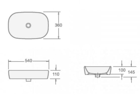 Essentials Grace Slimline Countertop Bowl BLACK