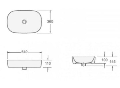 Essentials Grace Slimline Countertop Bowl BLACK