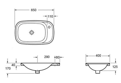 Essentials Liberty 650mm x 400mm Countertop Basin