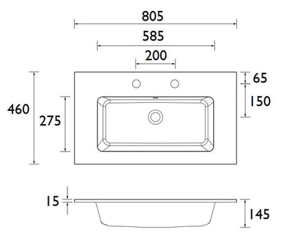 Lynton 800mm Sit on Basin 0TH