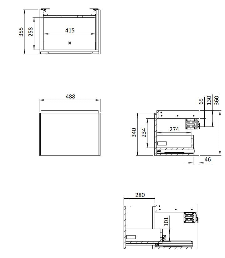 Mada 500mm Wall Mounted Rectangular Vanity Unit - White Matt