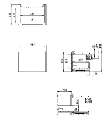 Mada 500mm Wall Mounted Rectangular Vanity Unit - White Matt