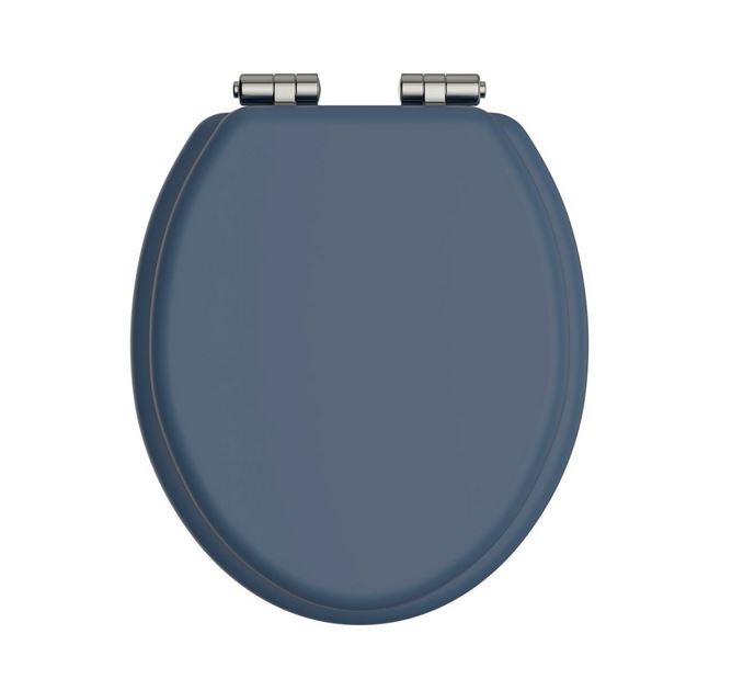 WC Seat Soft Close Brushed Nickel Hinge Maritime Blue