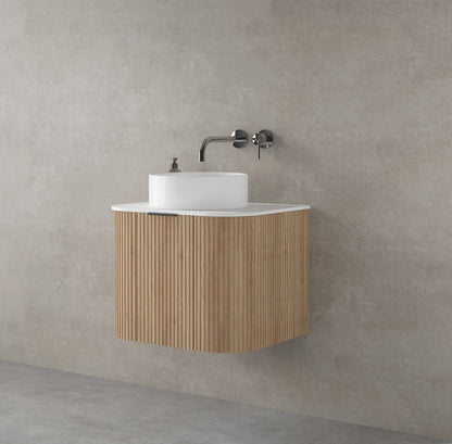 LUXE81 Marloe 600 Oak Cabinet With Carrara Top and Matte Flute Basin