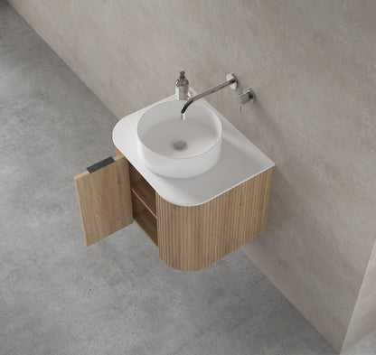 LUXE81 Marloe 600 Oak Cabinet With Carrara Top and Ceramic Basin