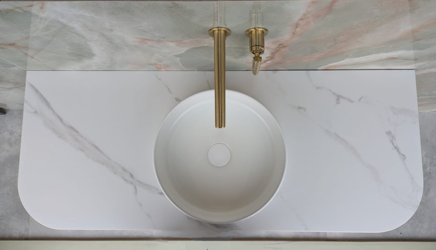 LUXE81 Marloe 1200 Oak Cabinet With Carrara Top and Ceramic Basin