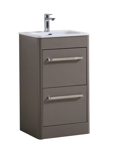 Essentials Suburb 500mm x 395mm Double Drawer Floor Mounted Cabinet Matt Ash
