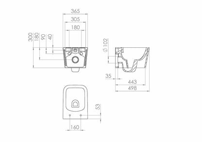 SANEUX Matteo Rimless Wall Hung WC Pan
