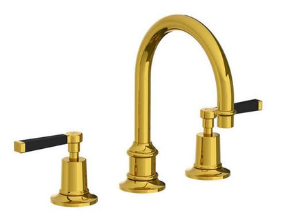 Lefroy Brooks Mackintosh Black Lever Tubular 3 Hole Basin Mixer With Click Clack Waste - MB1230AG Antique Gold