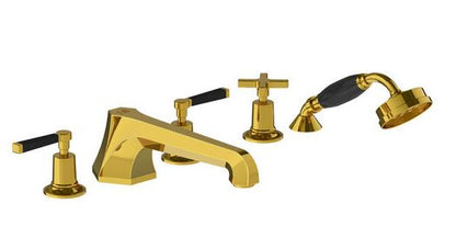 Lefroy Brooks Mackintosh Black Lever 5 Hole Bath Set with Diverter & Handshower - MB1260PB Polished Brass
