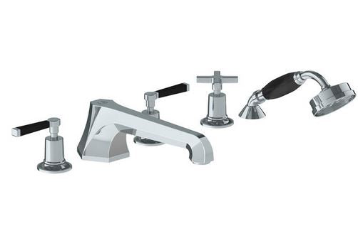 Lefroy Brooks Mackintosh Black Lever 5 Hole Bath Set with Diverter & Handshower - MB1260PB Polished Brass