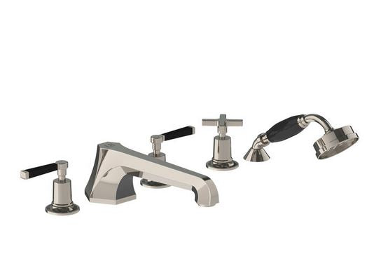 Lefroy Brooks Mackintosh Black Lever 5 Hole Bath Set with Diverter & Handshower - MB1260PB Polished Brass