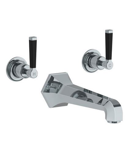 Lefroy Brooks Mackintosh Black Lever Wall Mounted 3 Hole Bath Mixer Set - MB1270CP Chrome