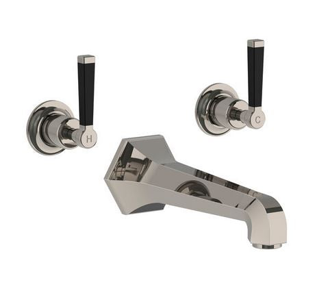 Lefroy Brooks Mackintosh Black Lever Wall Mounted 3 Hole Bath Mixer Set - MB1270NK Silver Nickel