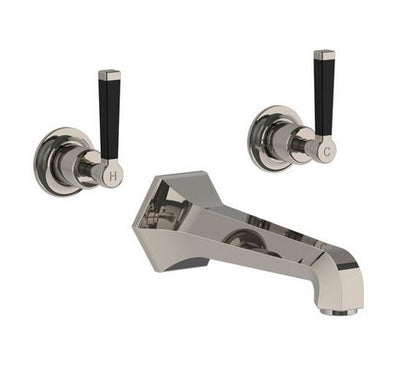 Lefroy Brooks Mackintosh Black Lever Wall Mounted 3 Hole Bath Mixer Set - MB1270NK Silver Nickel