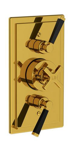 Lefroy Brooks Mackintosh Black Lever Concealed Dual Control Thermostatic Valve - Polished Brass