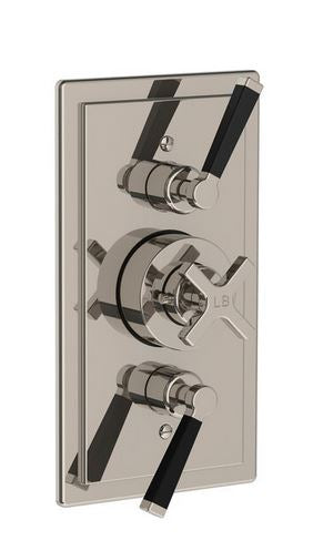 Lefroy Brooks Mackintosh Black Lever Concealed Dual Control Thermostatic Valve - Silver Nickel