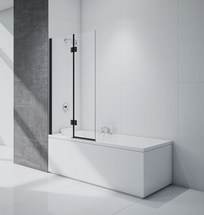 Merlyn Black 2 Panel Hinged Bath Screen Left Handed
