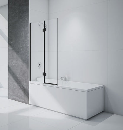 Merlyn Black 2 Panel Hinged Bath Screen Left Handed