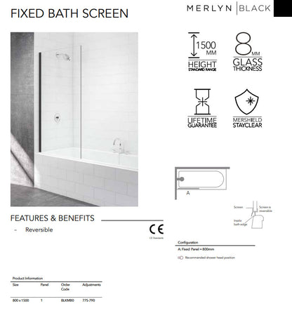 Merlyn Black Fixed Bath Screen