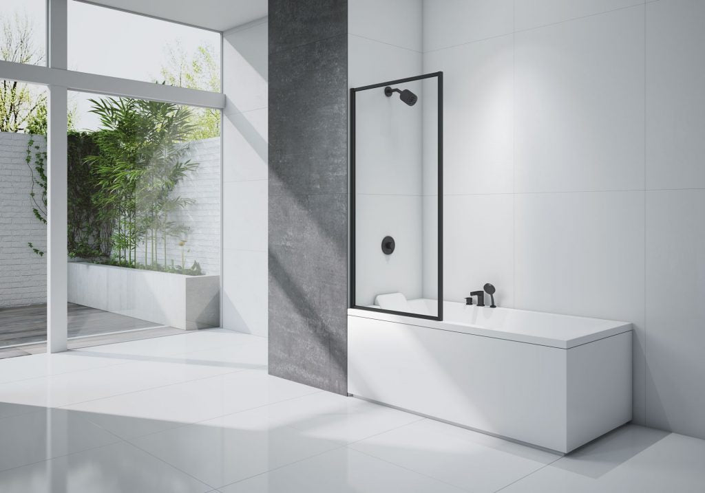 Merlyn Black Framed Fixed Bath Screen