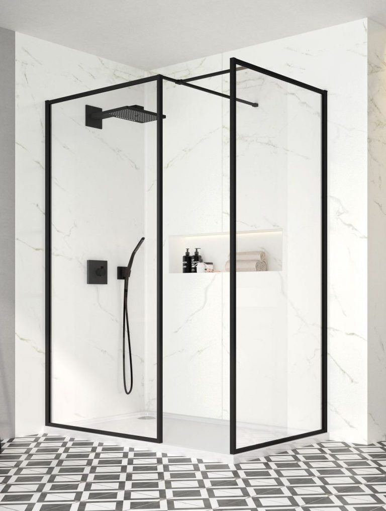 Merlyn Black Framed Showerwall 900mm