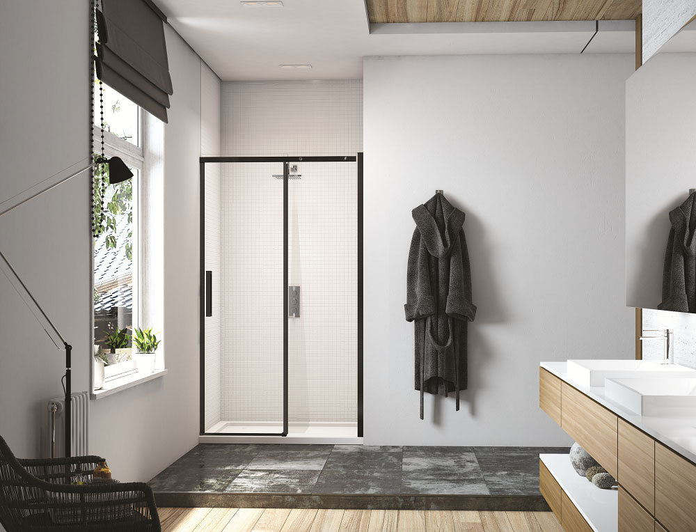 Merlyn Black Shower Sliding Door 1400mm