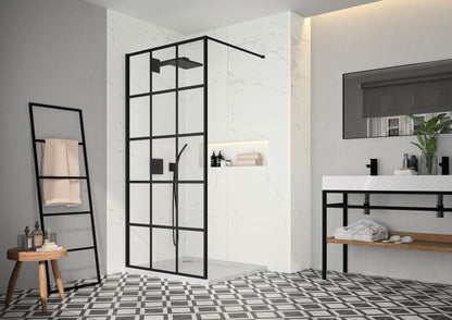Merlyn Black Squared Showerwall 900mm for Premium Bathroom