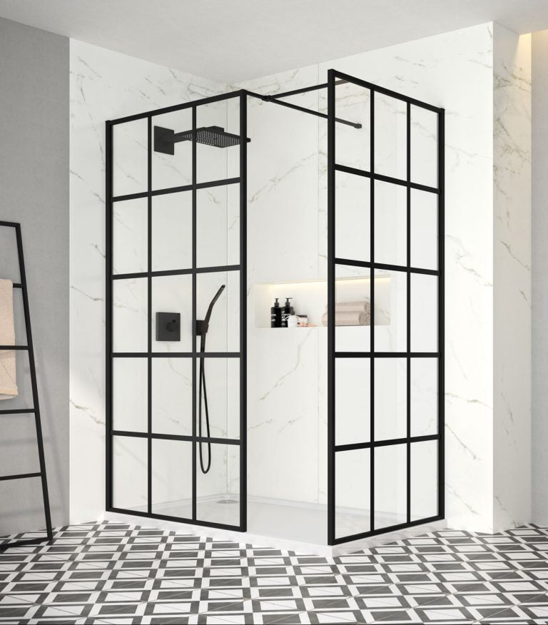 Merlyn Black Squared Showerwall 1000mm