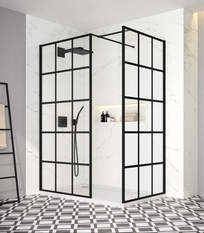 Merlyn Black Squared Showerwall 1200mm